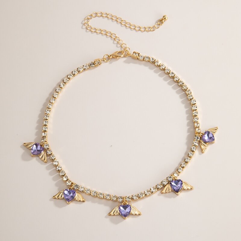 

Rhinestone Heart Choker, Gold
