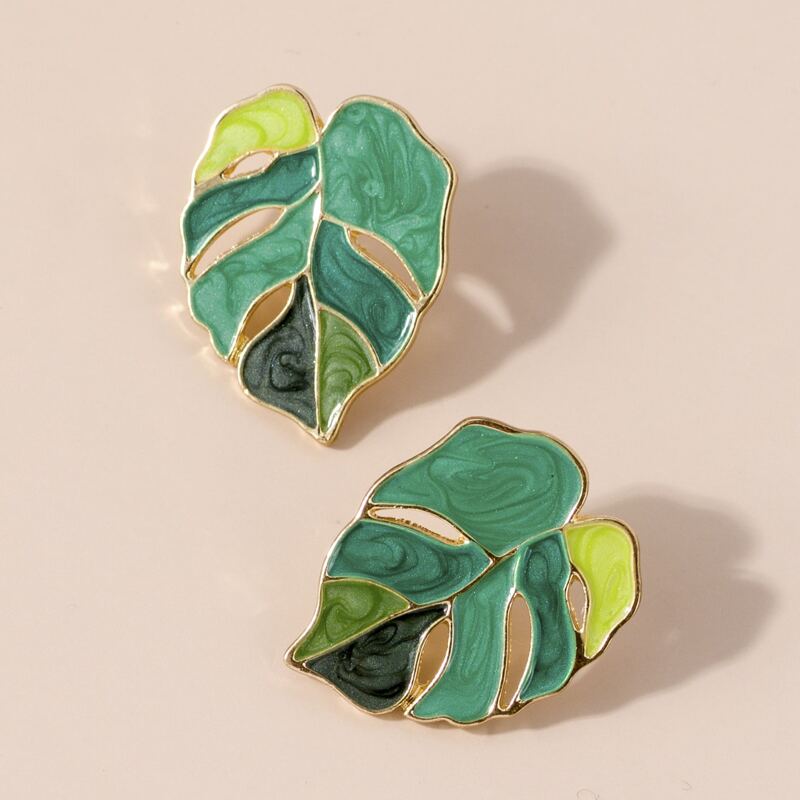 

Palm Stud Earrings, Green