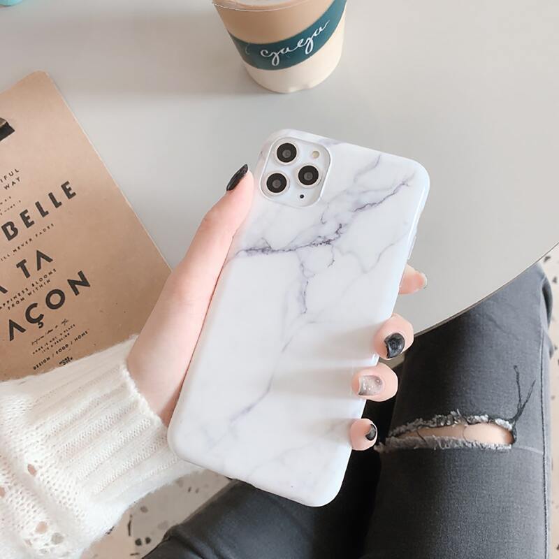 

Marble Pattern iPhone Case, White
