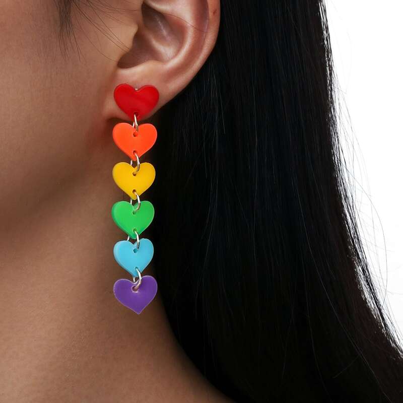 

Rainbow Heart Drop Earrings, Multicolor