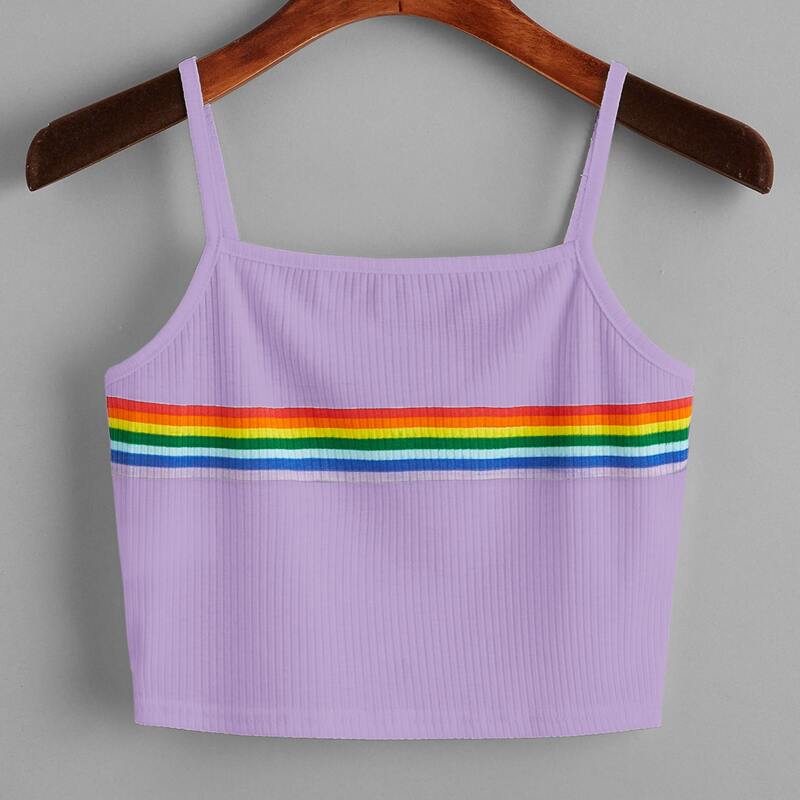 

Rainbow Striped Cami, Lilac purple