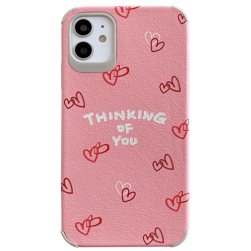 

Heart & Slogan Print iPhone Case, Pink