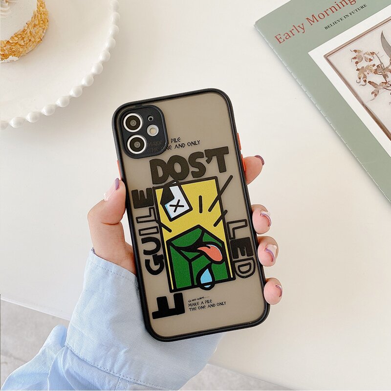 

Cartoon & Letter Graphic iPhone Case, Multicolor