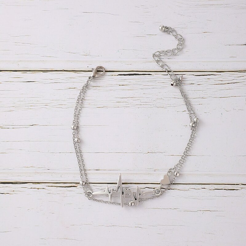 

Heart Chain Anklet, Silver