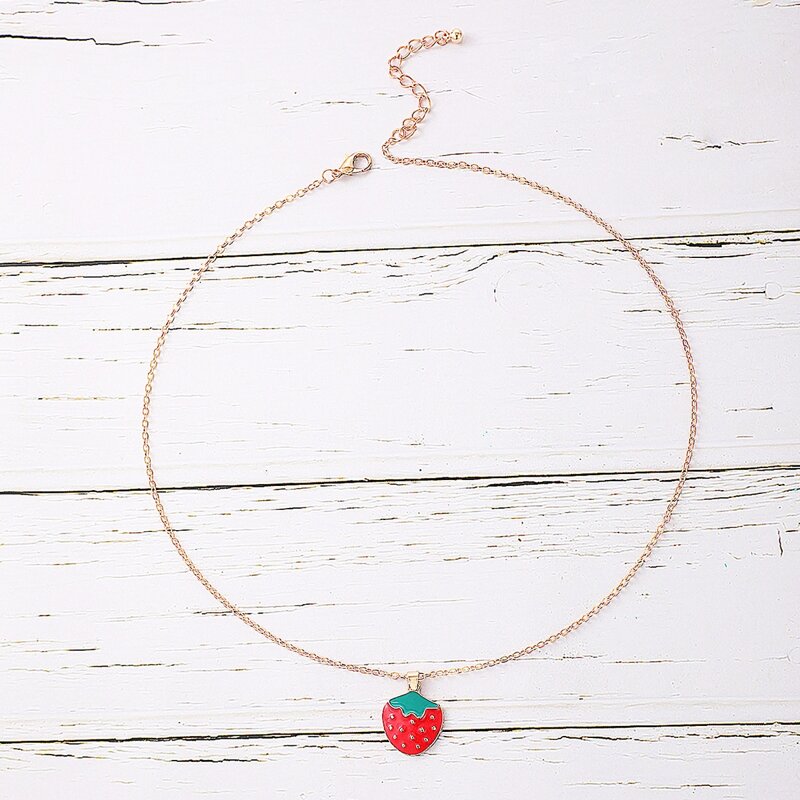 

Strawberry Pendant Necklace, Red