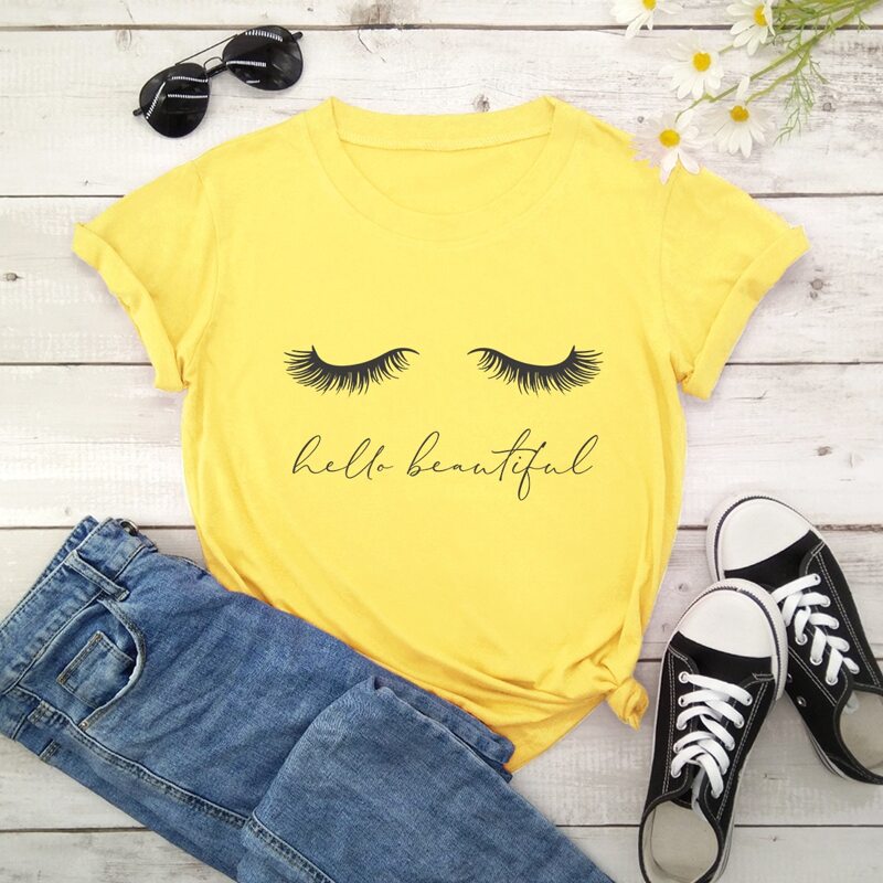 

Eyelash Graphic Tee, Yellow bright