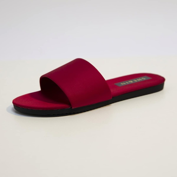 

Minimalist Open Toe Slide Sandals, Burgundy