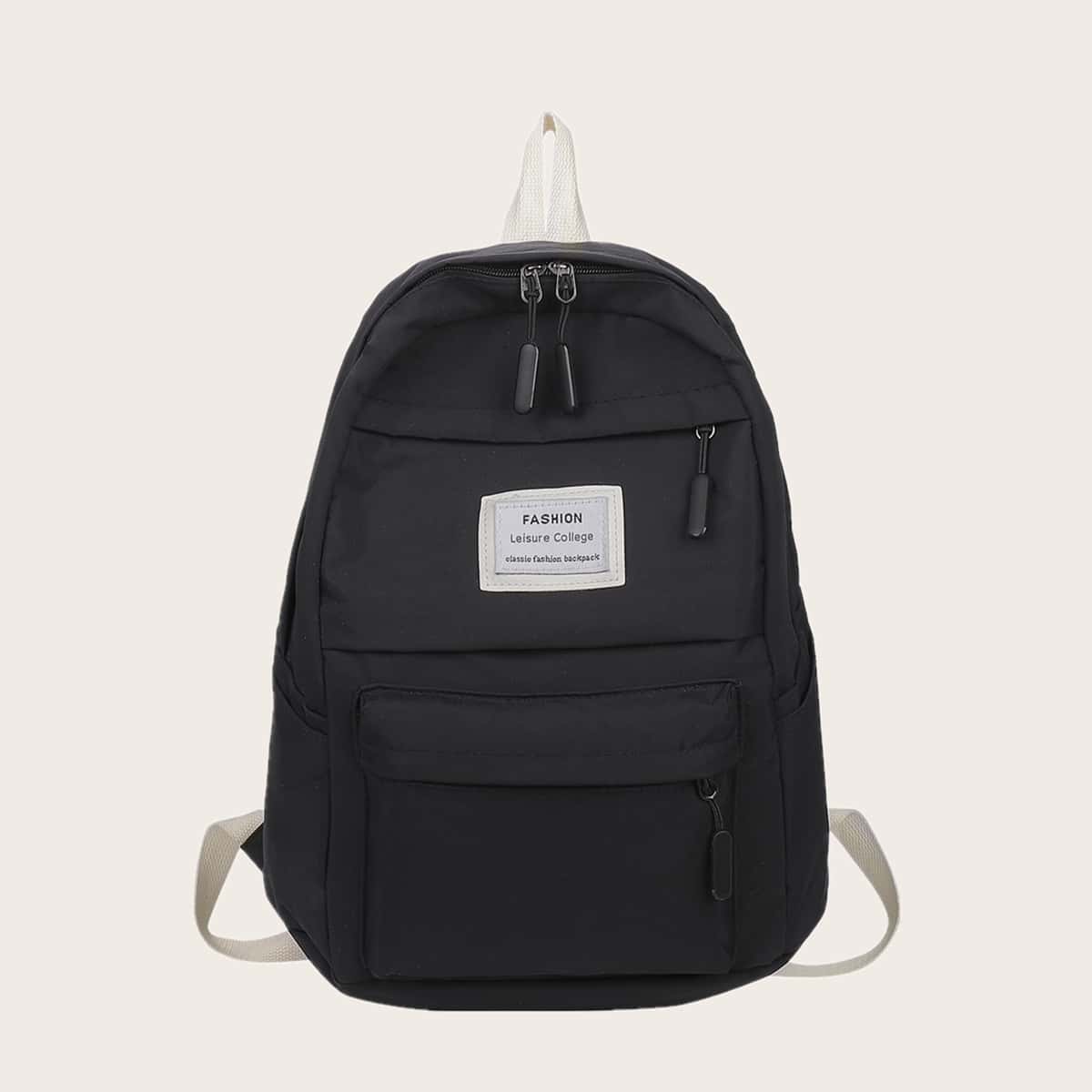 

Letter Patch Backpack, Black