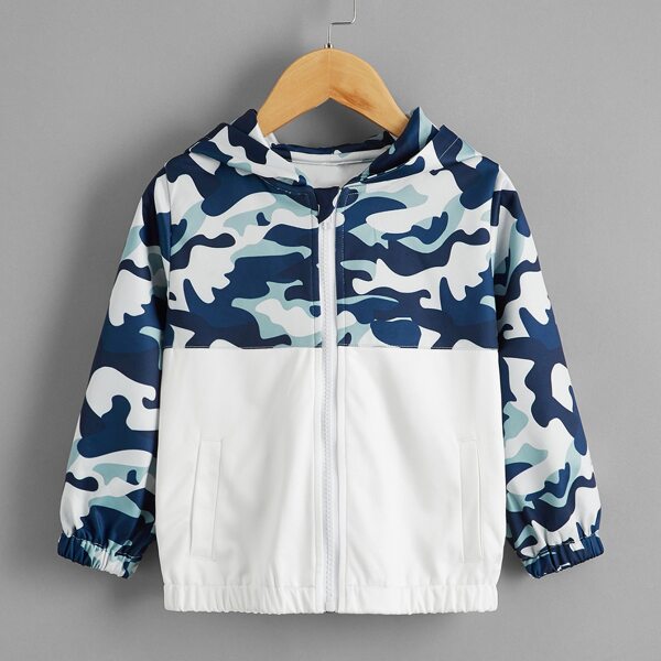 

Toddler Boys Camo Panel Zip Up Hooded Jacket, Multicolor