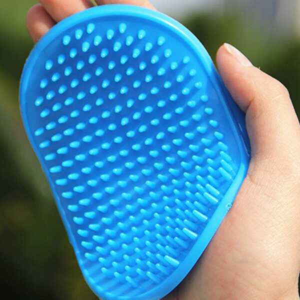 

1pc Oval Dog Bath Brush, Blue