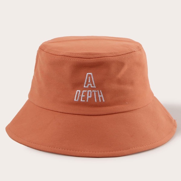 

Letter Embroidery Bucket Hat, Orange