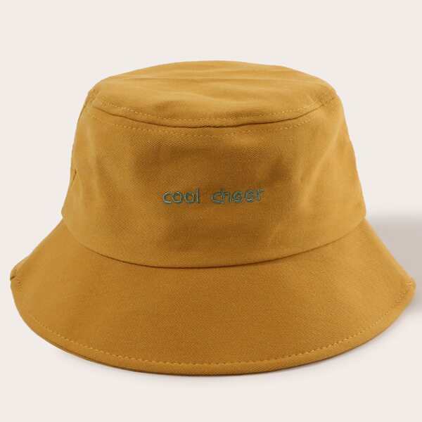 

Letter Embroidery Bucket Hat, Yellow