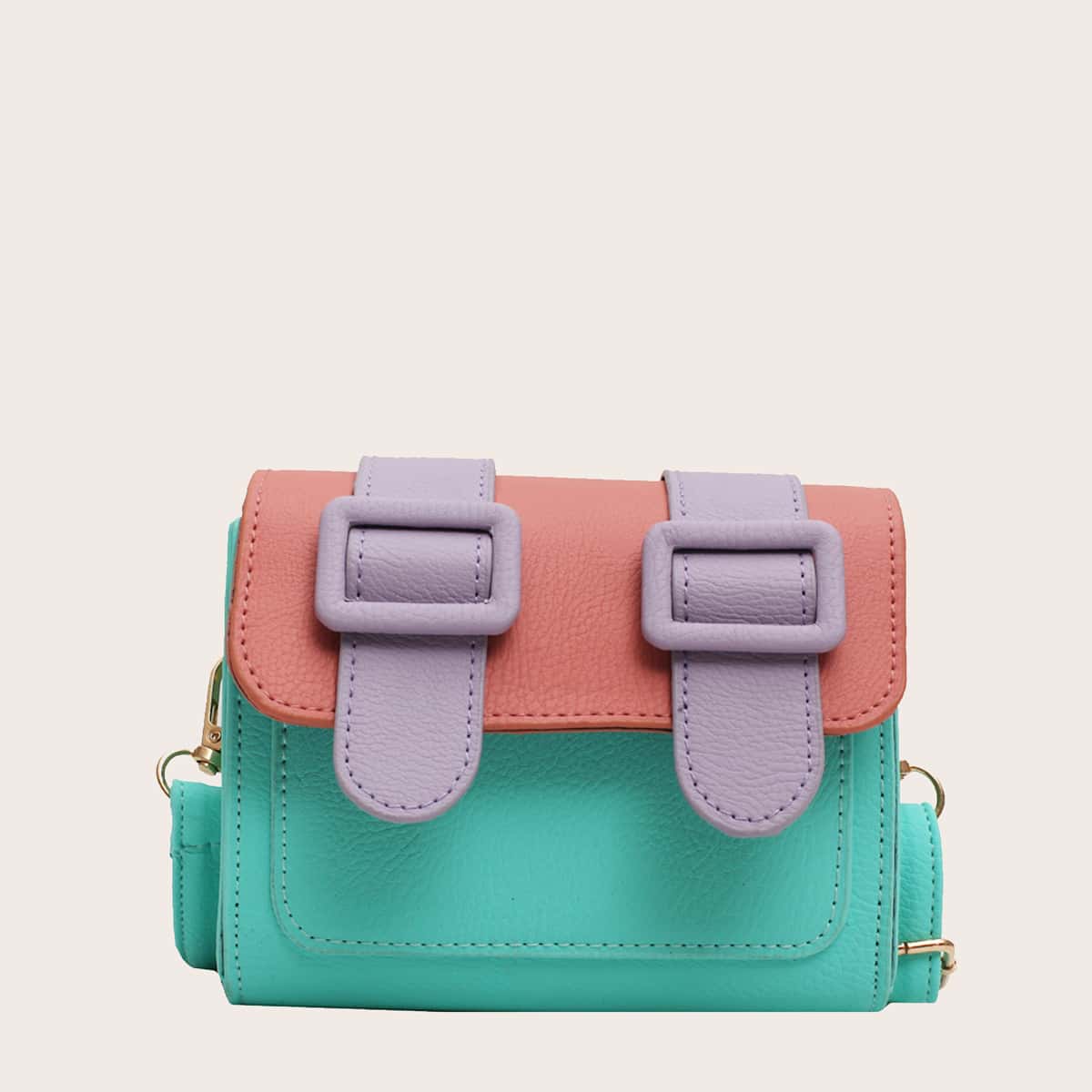 

Colorblock Buckle Crossbody Bag, Multicolor