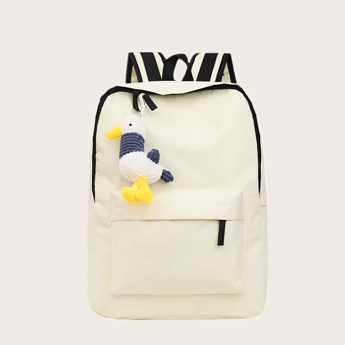 

Solid Backpack & Cartoon Bag Charm, White