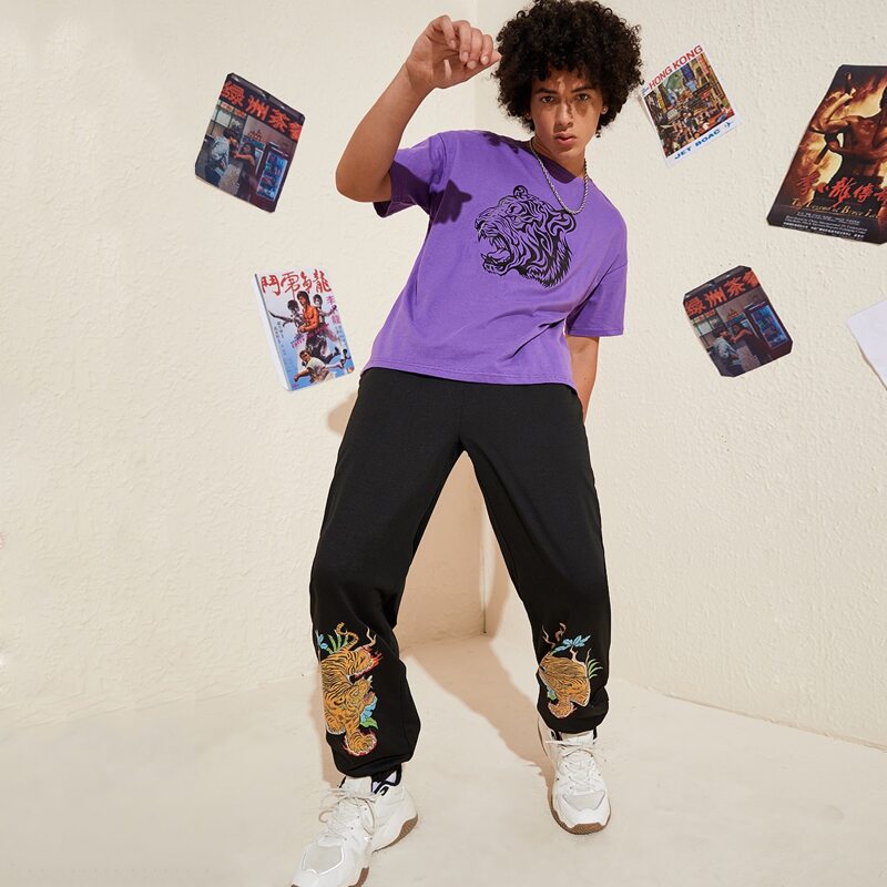 

Guys Tiger Graphic Sweatpants, Black