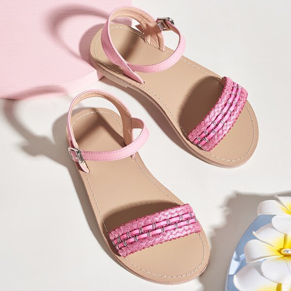 

Toddler Girls Braided Detail Ankle Strap Sandals, Pink