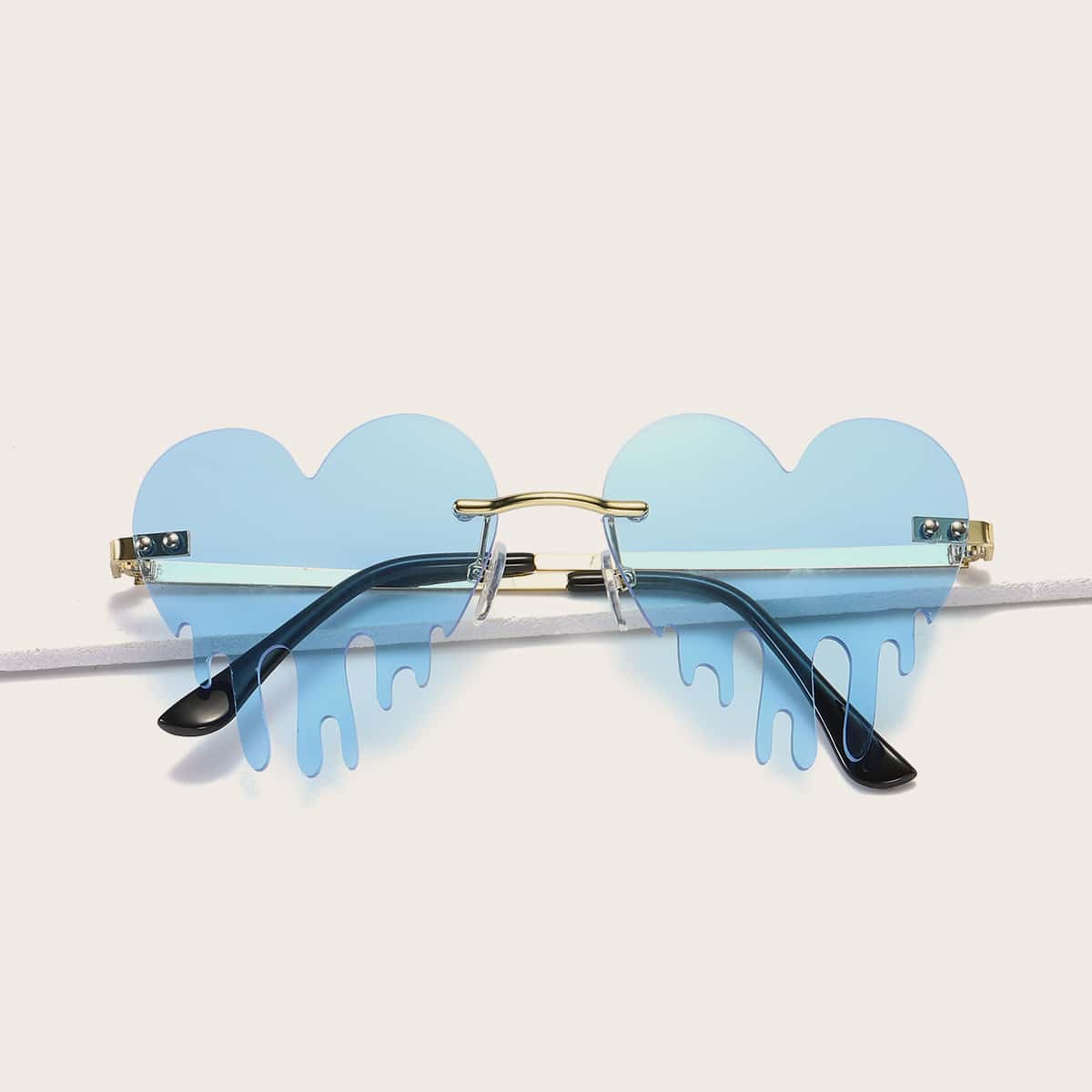 

Heart Shaped Rimless Sunglasses, Blue