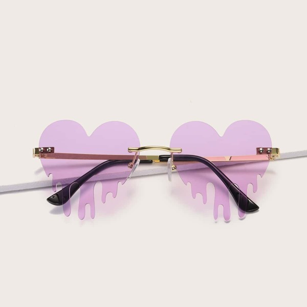 

Heart Shaped Rimless Sunglasses, Purple