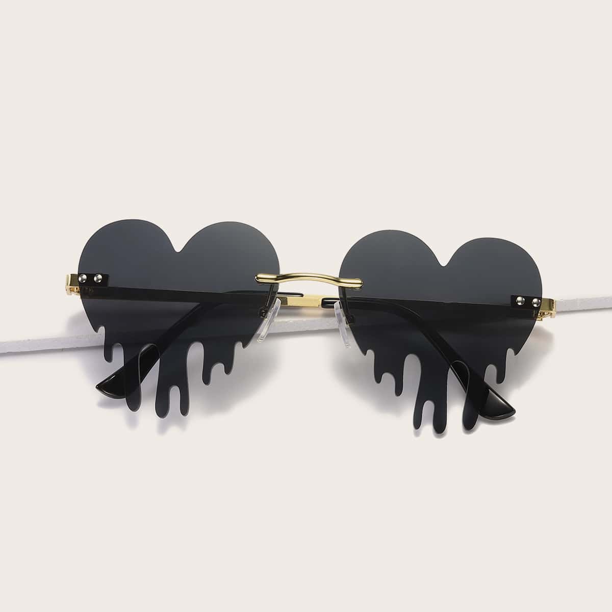 

Heart Shaped Rimless Sunglasses, Grey