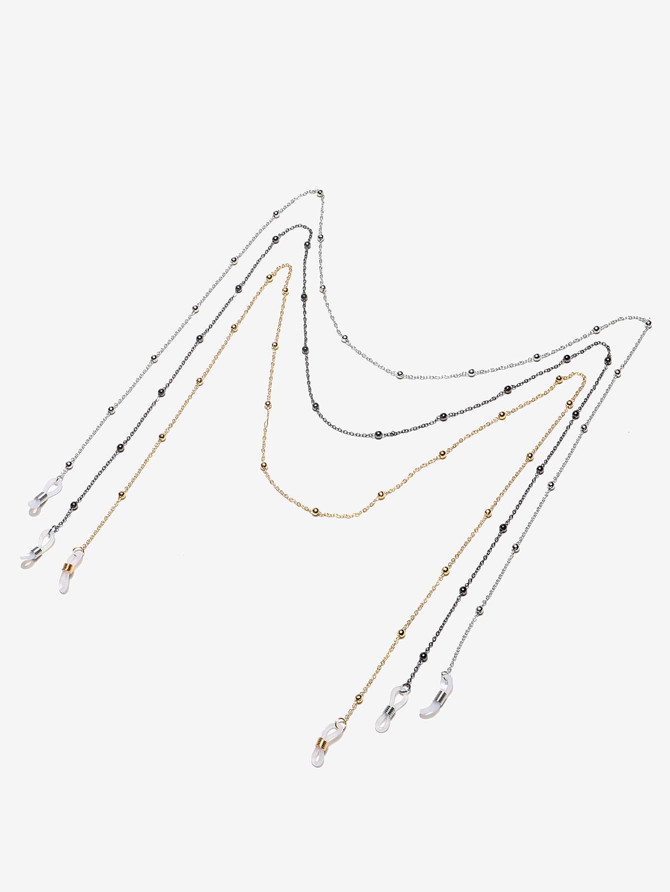 Street 3pcs Beaded Decor Glasses Chain Glasses Accessories For Women