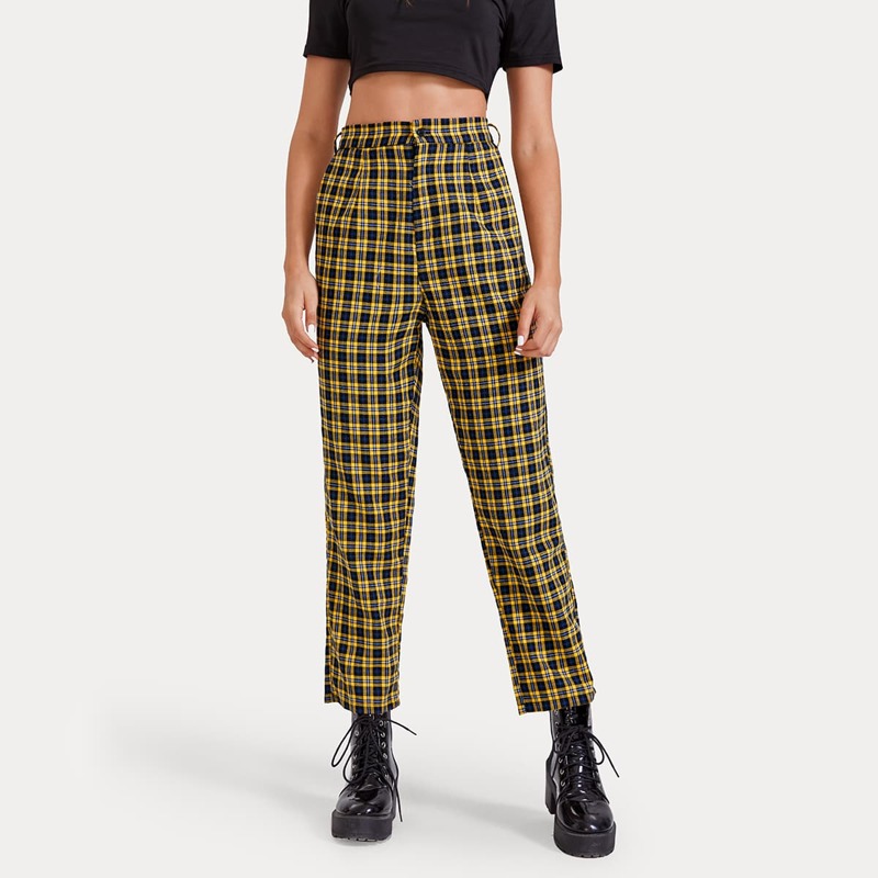 

Plaid High Waist Pants, Multicolor