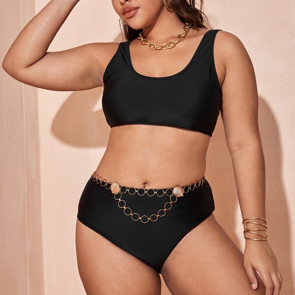 

Plus High Waisted Bikini Swimsuit, Black