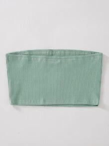 Solid Ribbed Crop Tube Top