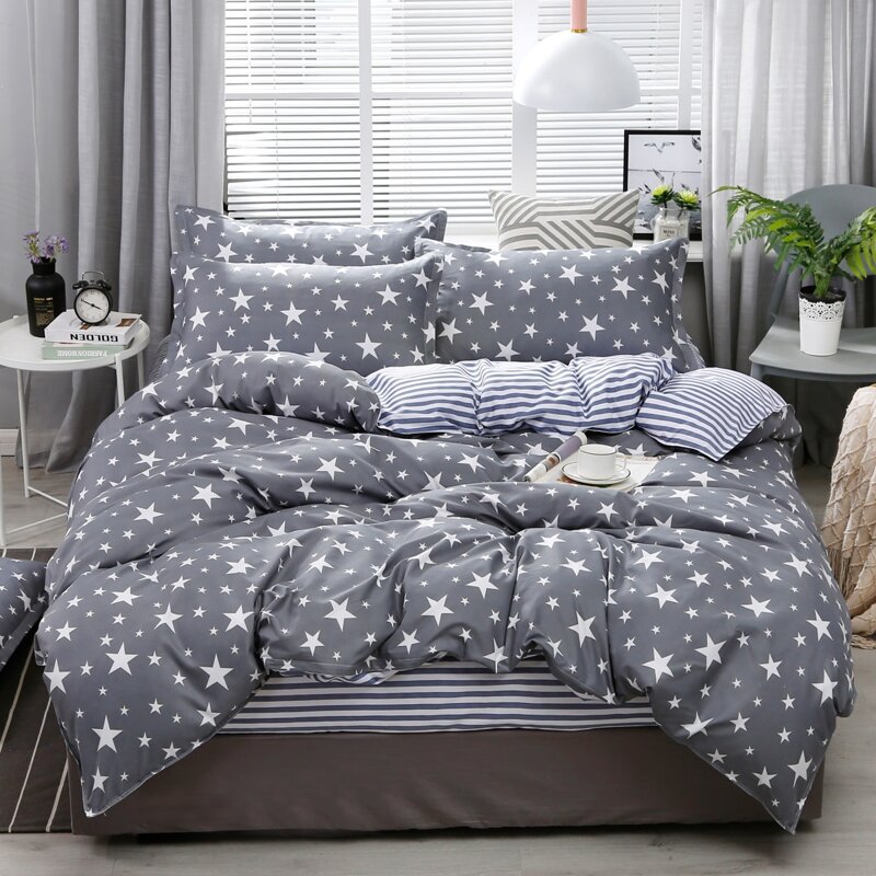 

Star Print Bedding Set Without Filler, Grey