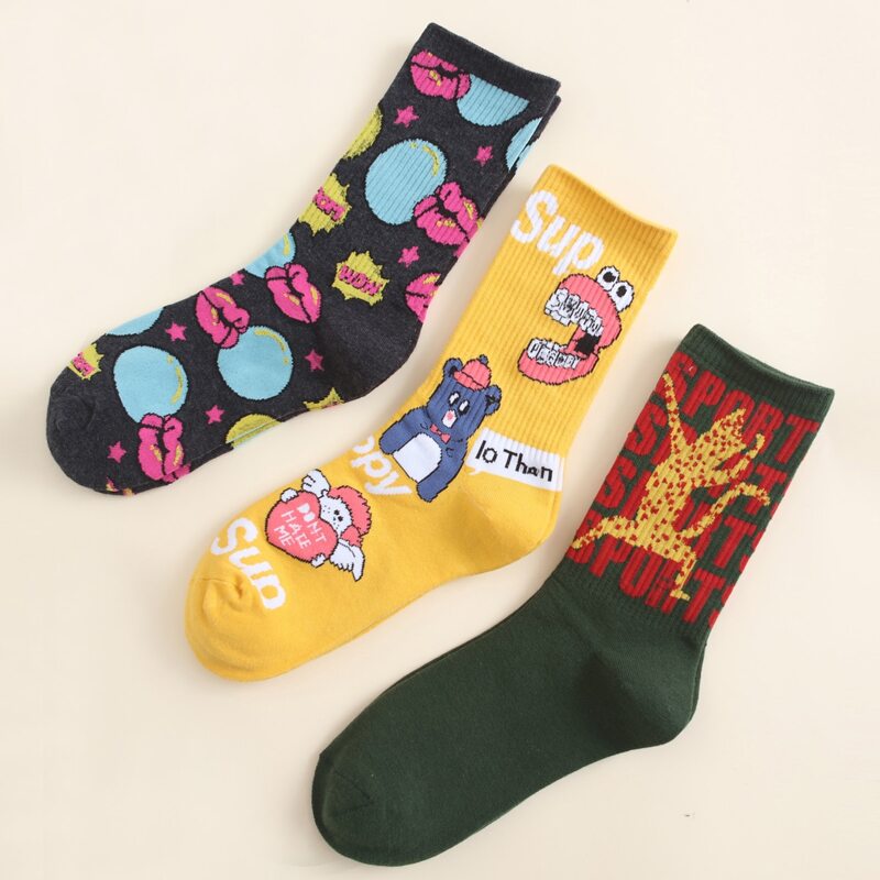 

3pairs Cartoon Graphic Socks, Multicolor