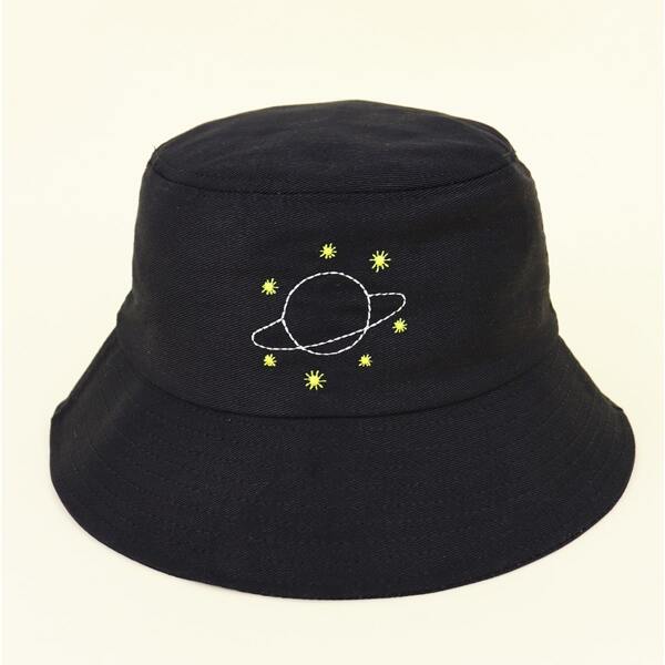 

Kids Planet Embroidery Bucket Hat, Black