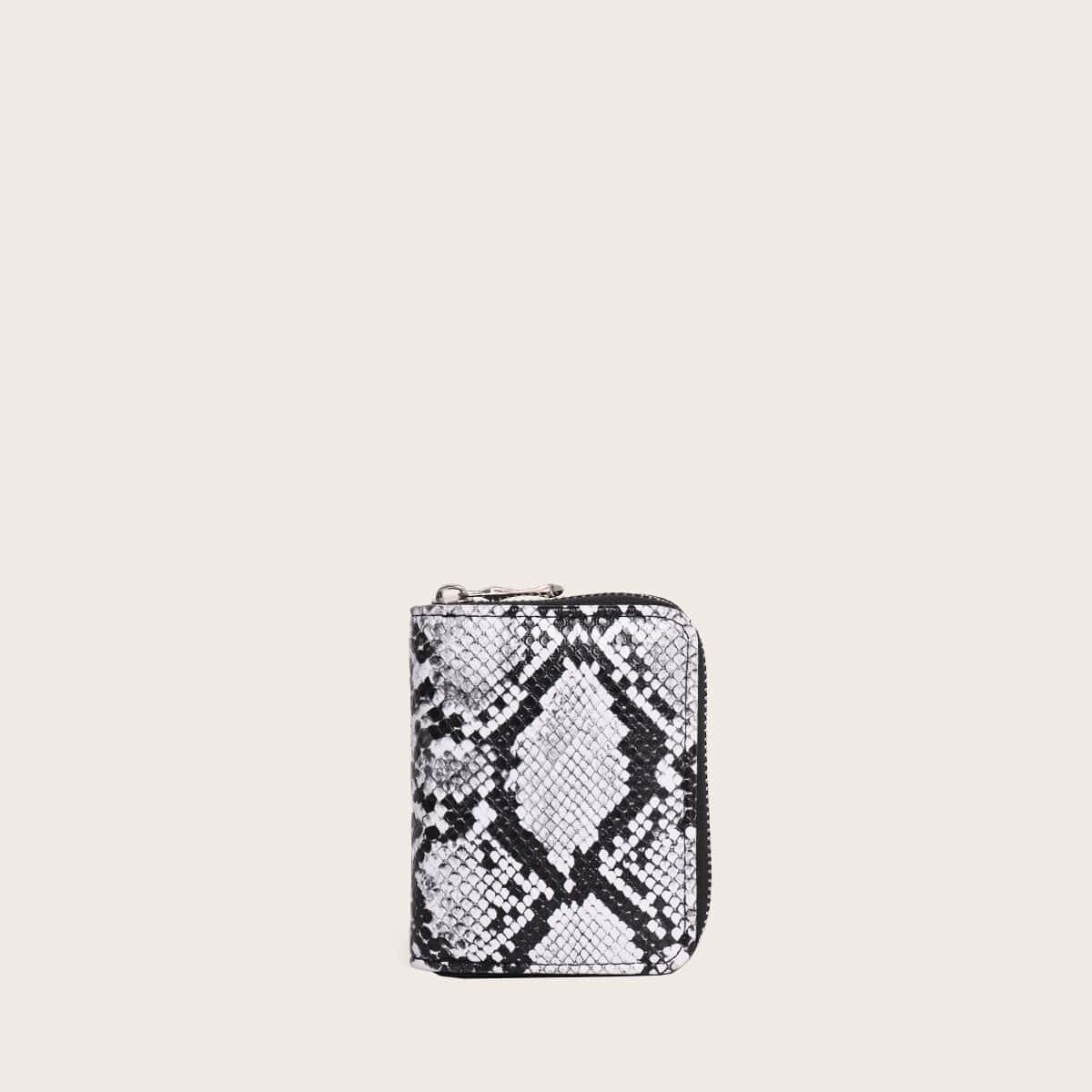

Snakeskin Print Purse, Black and white