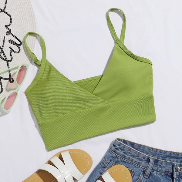 

Plain Rib Bikini Top, Green