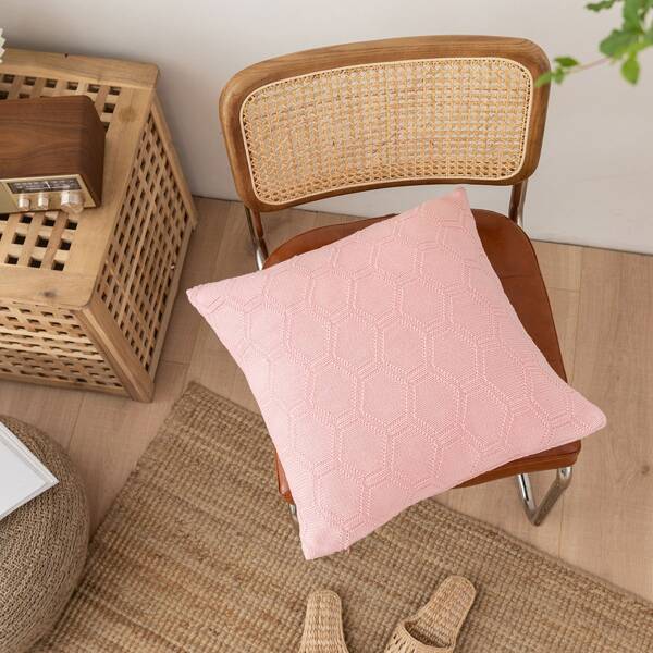 

1pc Solid Cushion Cover Without Filler, Baby pink