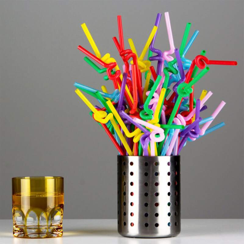 

50pcs Disposable Flexible Straw Without Storage Box, Multicolor