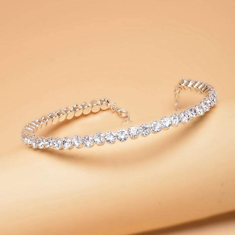 

Rhinestone Decor Choker, Silver