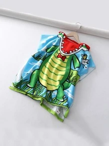 Kids Cartoon Dinosaur Design Bath Towel, Creative Hooded Kids Absorbent Towel For Shower - Multicolor - View 4