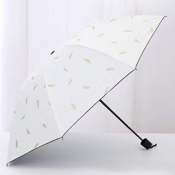 

Feather Print Umbrella, White