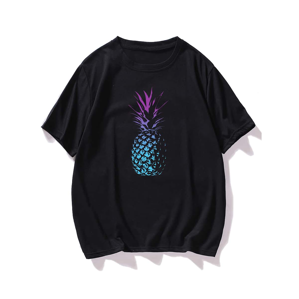 

Men Pineapple Print Tee, Black