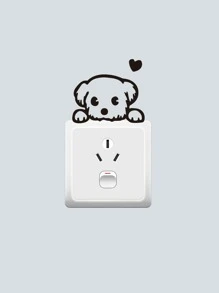 狗印花灯开关贴纸，黑色卡通可移除自粘开关墙贴，用于家居装饰，贴纸，墙贴，乙烯基贴花，用于家居装饰，春季装饰品，让您的家焕然一新，拉玛装饰贴纸礼物生日毕业