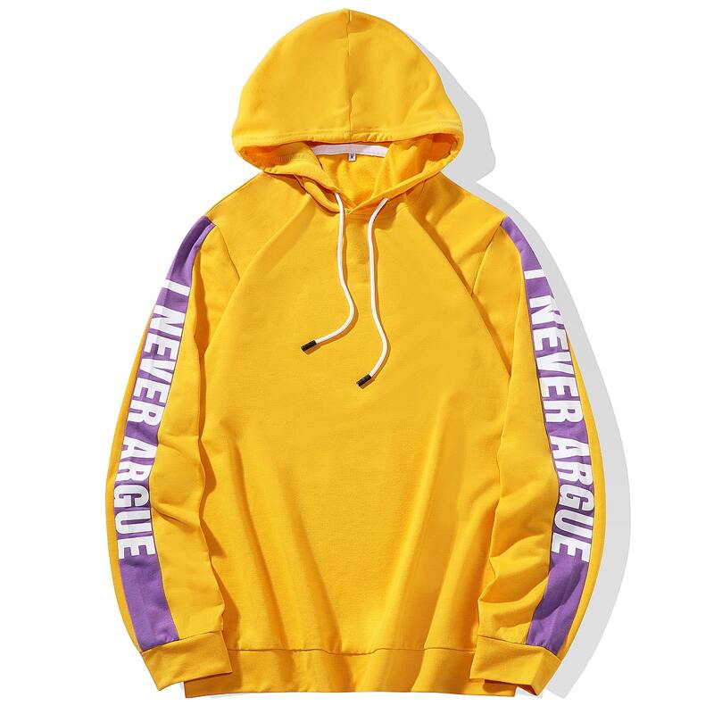 

Guys Side Panel Slogan Graphic Drawstring Hoodie, Yellow