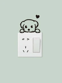 狗印花灯开关贴纸，黑色卡通可移除自粘开关墙贴，用于家居装饰，贴纸，墙贴，乙烯基贴花，用于家居装饰，春季装饰品，让您的家焕然一新，拉玛装饰贴纸礼物生日毕业