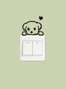 狗印花灯开关贴纸，黑色卡通可移除自粘开关墙贴，用于家居装饰，贴纸，墙贴，乙烯基贴花，用于家居装饰，春季装饰品，让您的家焕然一新，拉玛装饰贴纸礼物生日毕业