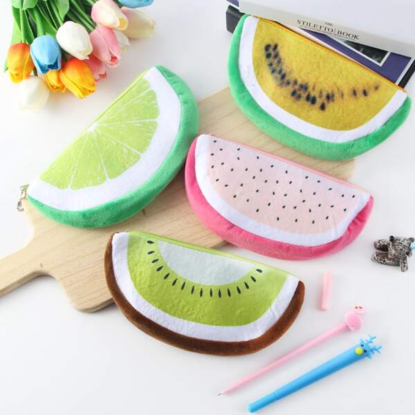 

1pc Fruit Shaped Random Pencil Case, Multicolor