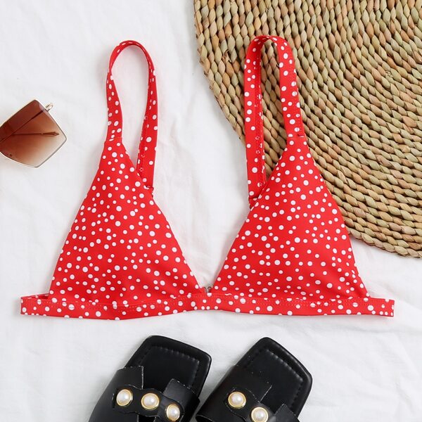 

Polka Dot Triangle Bikini Top, Red