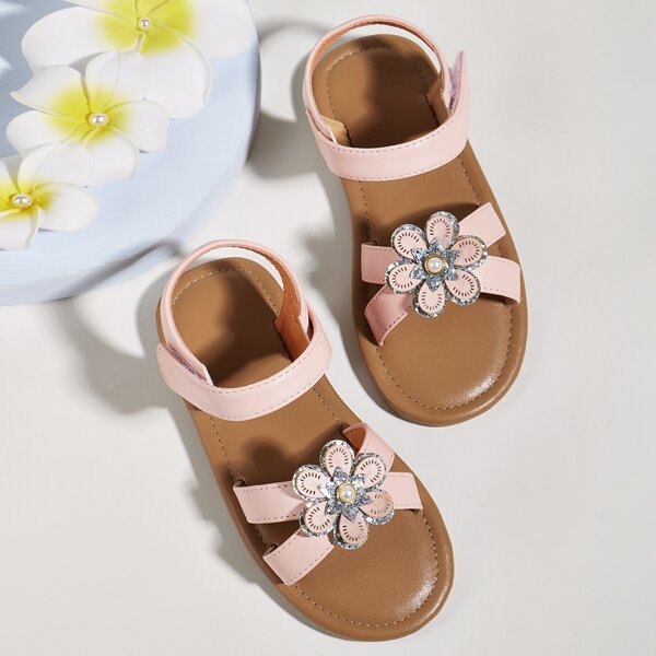 

Toddler Girls Floral Decor Ankle Strap Sandals, Pink