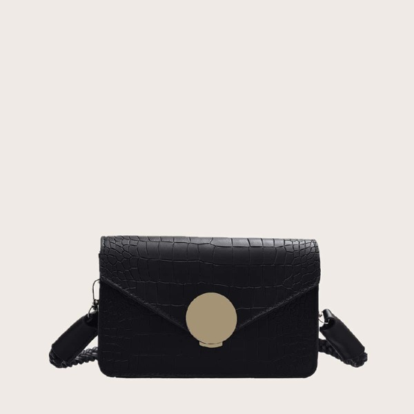 

Сумка через плечо с рельефным узором, Чёрный
