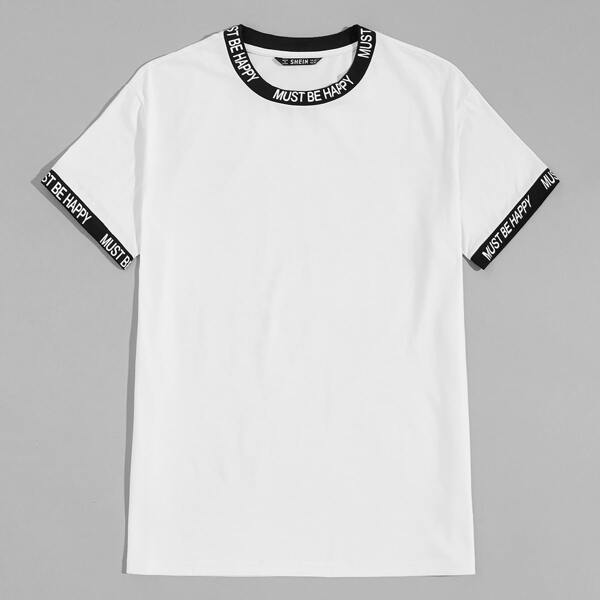 

Men Slogan Graphic Ringer Tee, White