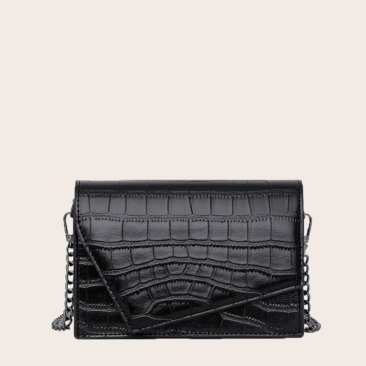 

Croc Embossed Crossbody Bag, Black