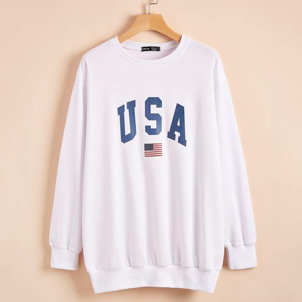 

Flag & Letter Graphic Sweatshirt, White