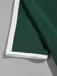 Manfinity VCAY Men Cotton Letter and Graphic Print Contrast Panel Shoulder Top - Dark Green - View 4